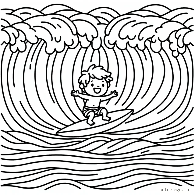 Surf dans les vagues gigantesques