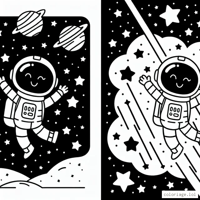 Un astronaute danse avec des étoiles filantes dans l'univers