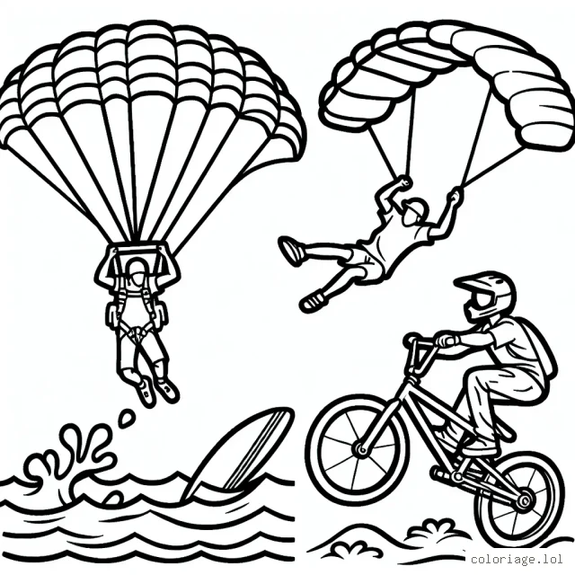 Imagine un parachutiste, un surfeur et un freestyleur de BMX en action.