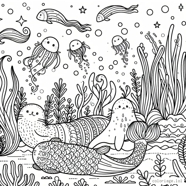 Imagine et colore un monde fantastique sous-marin peuplé de créatures marines magiques.