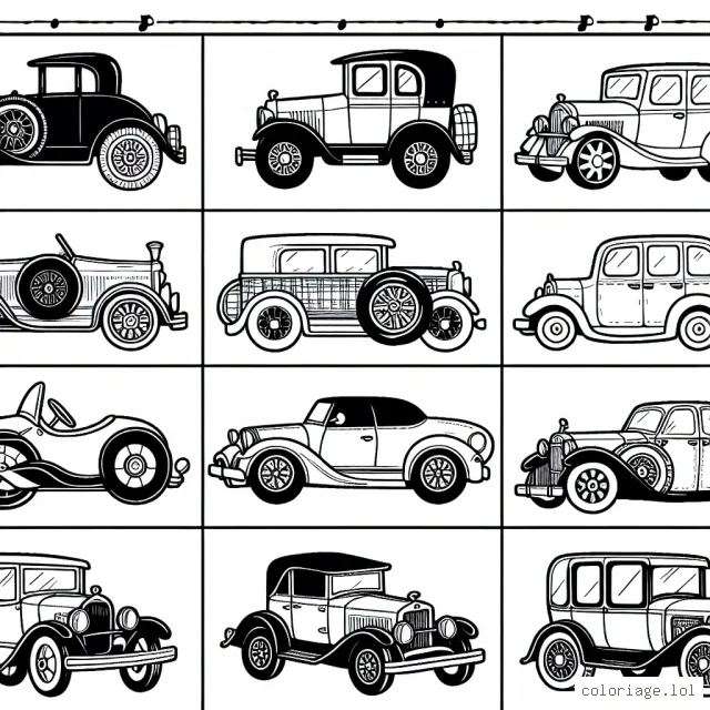Dessine une collection de voitures classées par marque.