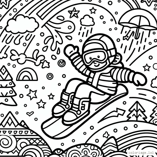 Dessin représentant des sports extrêmes pour les enfants à colorier