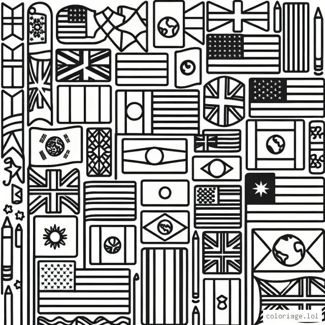 Drapeaux du monde à colorier