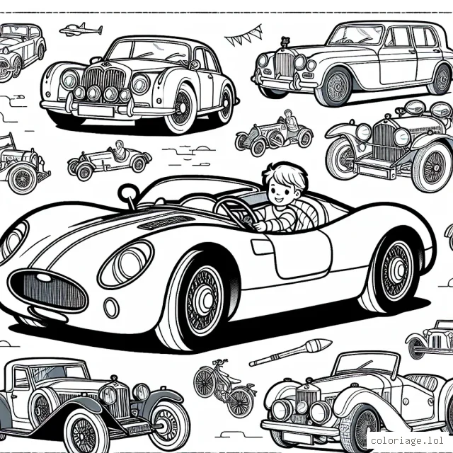 Parcours un monde rempli de voitures de différentes marques. Des rapides bolides italiens aux majestueux coupés anglais, profite d'une variété de voitures à colorier.