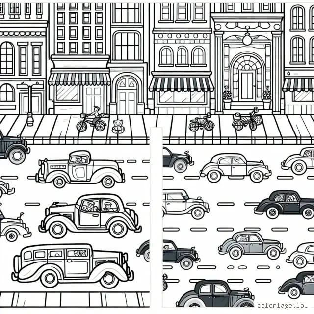 Un défilé de voitures anciennes et modernes dans le centre animé d'une ville.