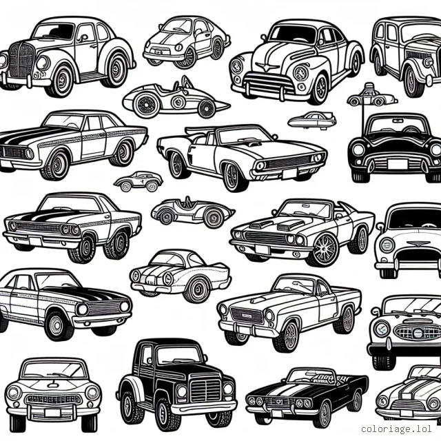 Trier et colorier une variété de voitures classiques et modernes par marque