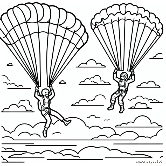Deux parachutistes exécutant des figures en plein ciel