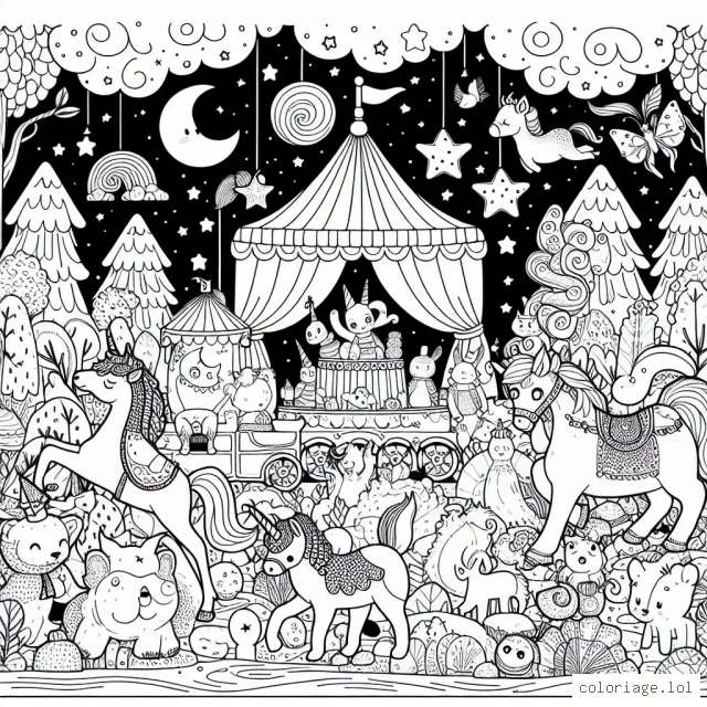 Un cirque fantastique plein d'animaux magiques.