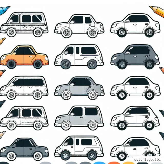 Dessiner et colorer plusieurs voitures organisées par marque. Fais briller leurs logos distinctifs et réveille les couleurs vives de leur carrosserie.