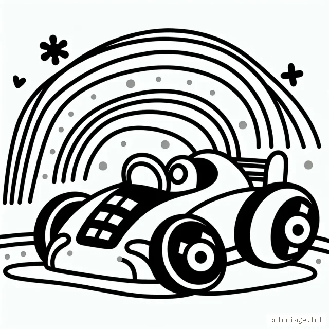 Une course de voiture colorée