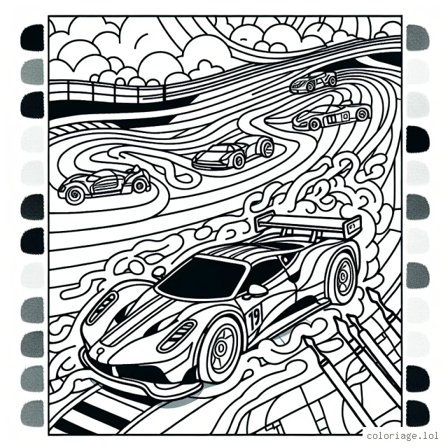 Amuse-toi à colorier une course palpitante de voitures de sport sur un circuit étourdissant !