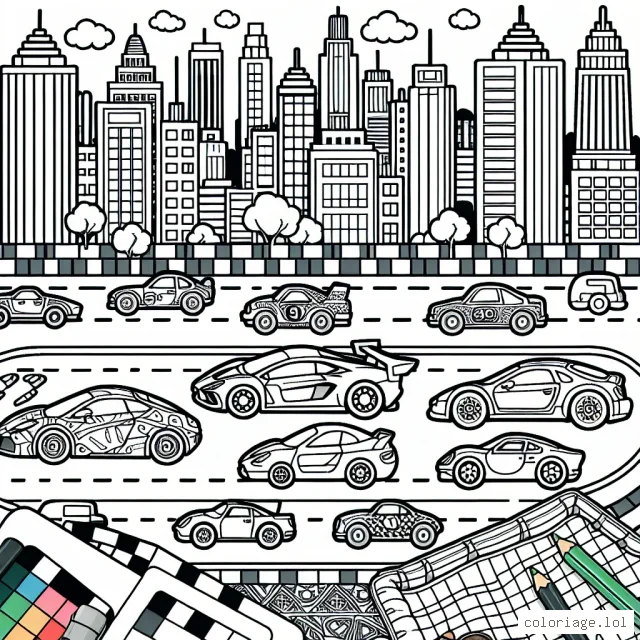 Un grand rallye automobile à travers la ville animée et colorée, avec différentes sortes de voitures. Des voitures classiques aux voitures de course ultra-modernes, partez à l'aventure pour colorer chaque voiture et détail de la ville.