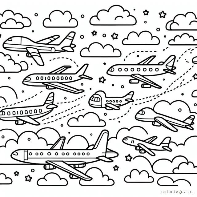Un voyage dans les cieux avec une flotte d'avions colorés