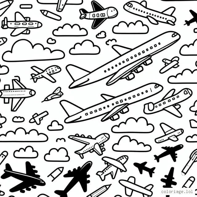 Un paysage aérien avec différents types d'avions