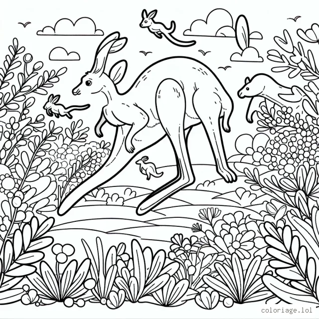 Les kangourous pratiquent le saut en hauteur au milieu de la flore australienne