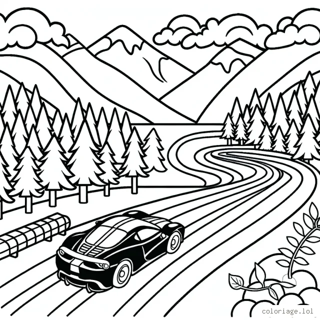 Une course passionnante de voitures de sport sur un circuit sinueux traversant des montagnes, des forêts et des fleuves.