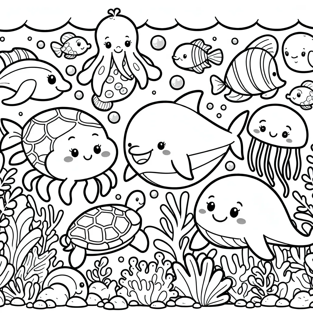 Un monde sous-marin plein de créatures amicales
