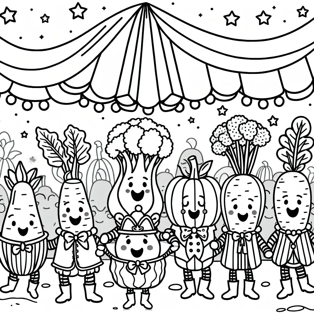 Un carnaval de légumes, où tous les légumes se sont habillés pour la fête !
