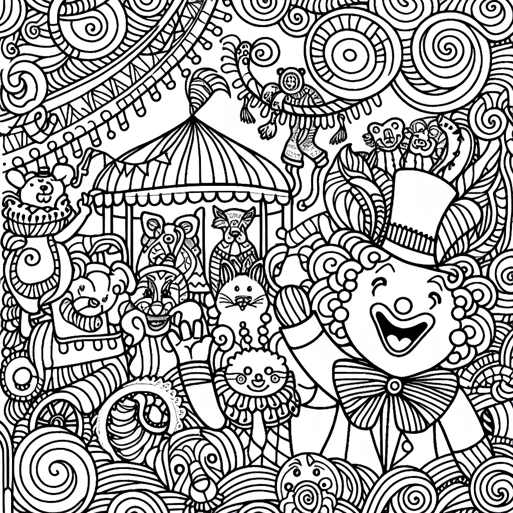 Une scène de carnaval avec des clowns et des animaux, un imbroglio amusant et coloré dans l'atmosphère d'un festival vivant