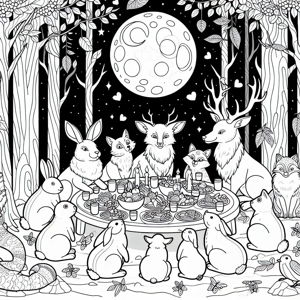 Le festin secret des animaux de la forêt sous la pleine lune
