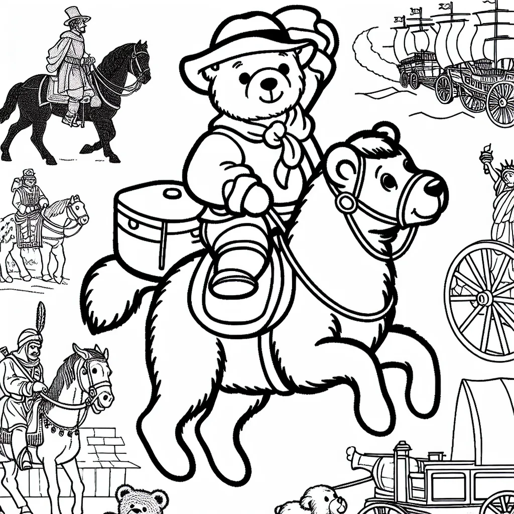 Un ours en peluche part à l'aventure à travers les différentes périodes de l'histoire.