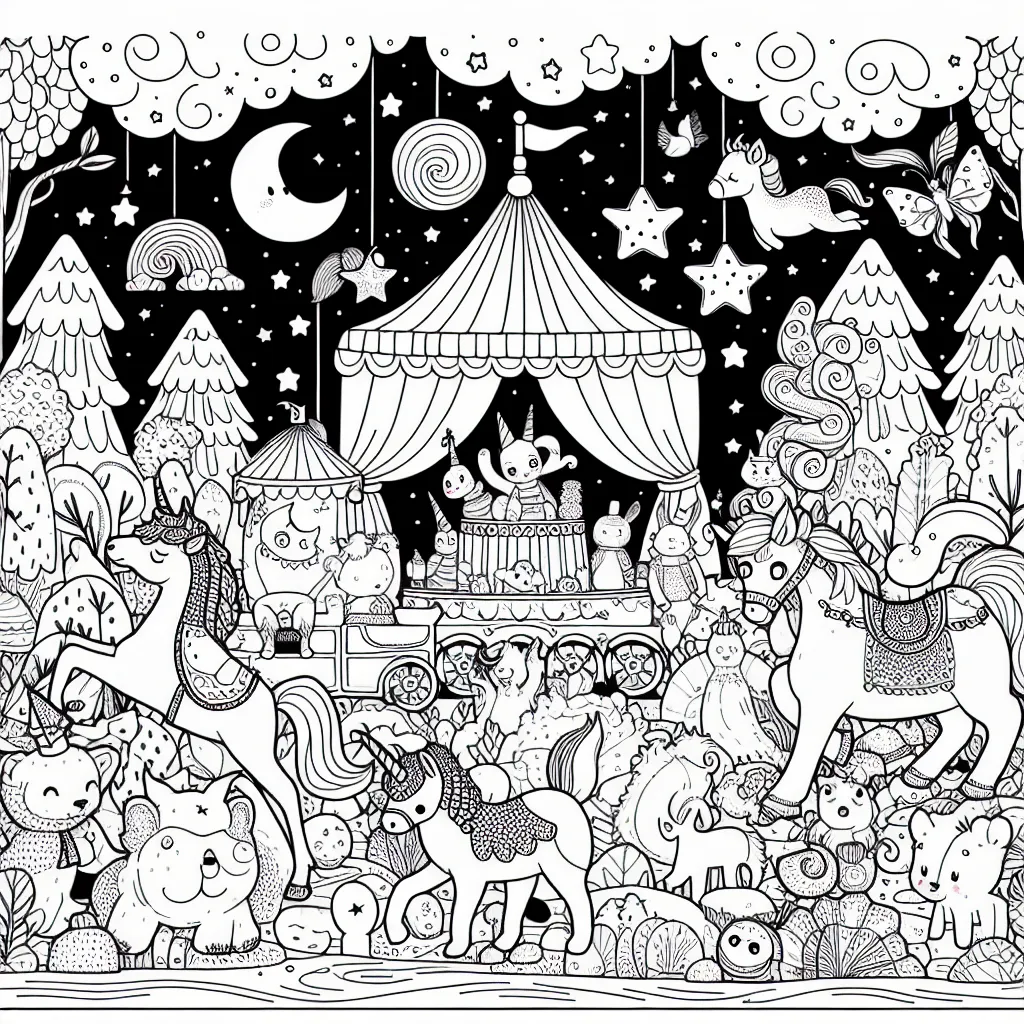 Un cirque fantastique plein d'animaux magiques.