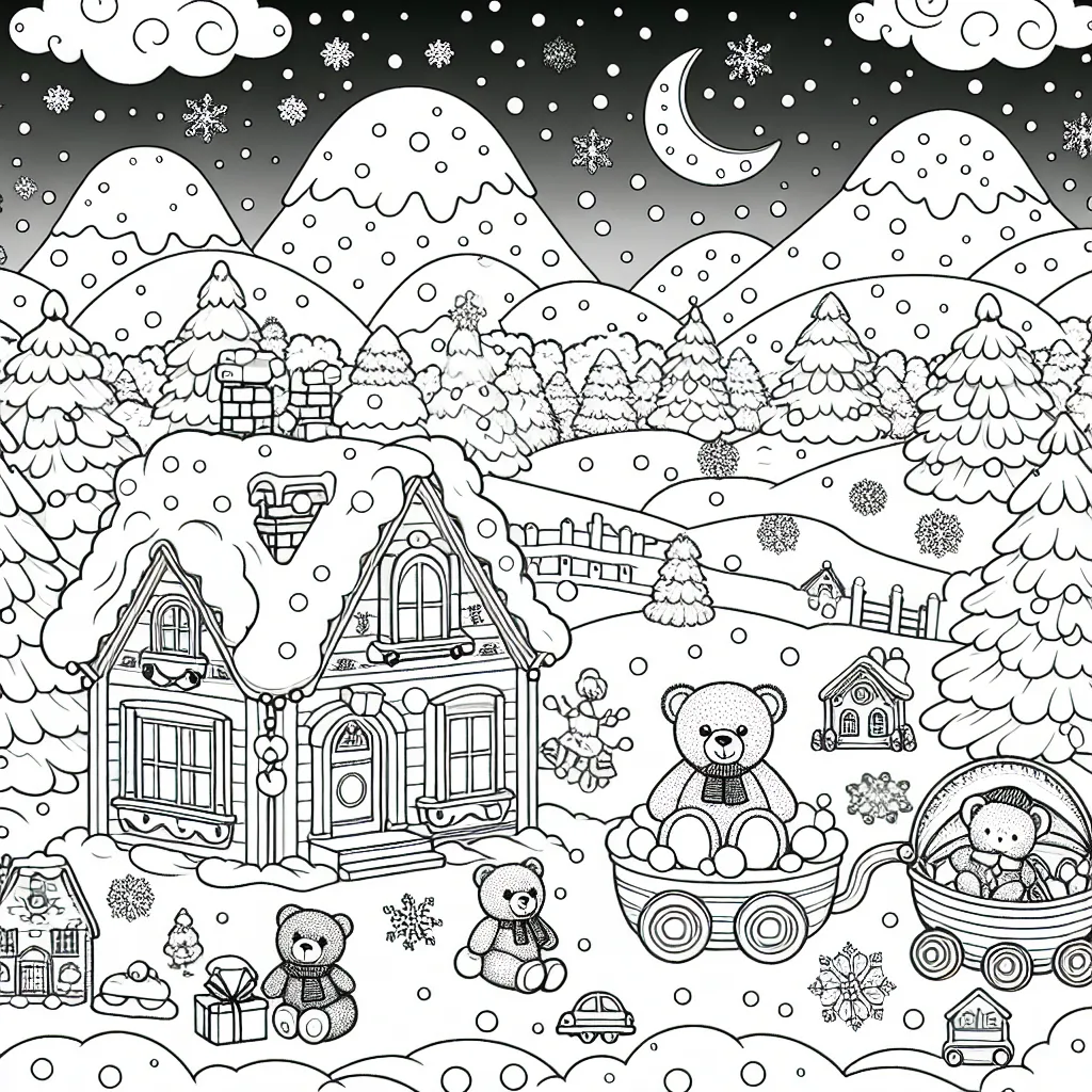 Le paysage féérique du royaume des jouets sous la neige