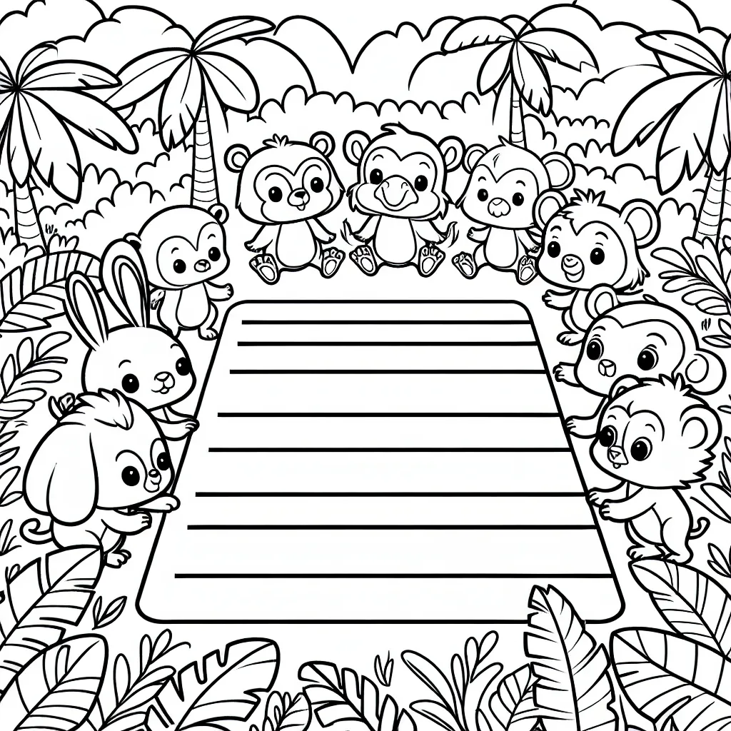 Un groupe d'animaux de la jungle organisant une course amicale à travers une jungle luxuriante.