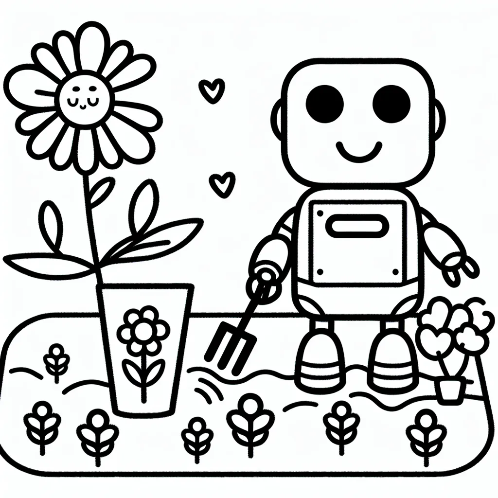 Un gentil robot qui passe du temps à jardiner