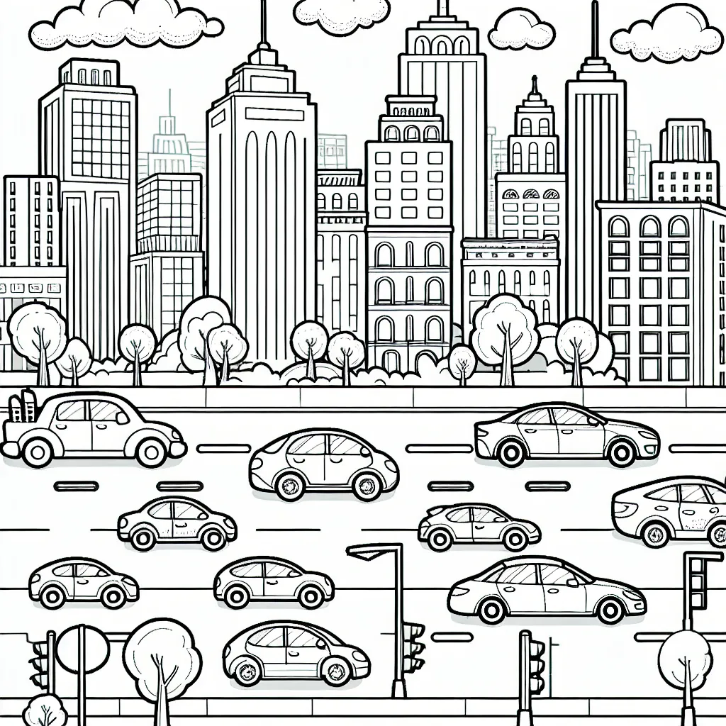 Une course de voitures dans la ville animée