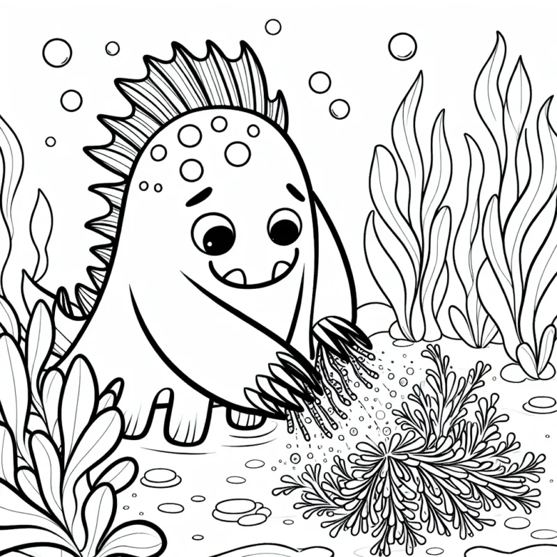 Un gentil monstre sous-marin qui cueille des algues magiques