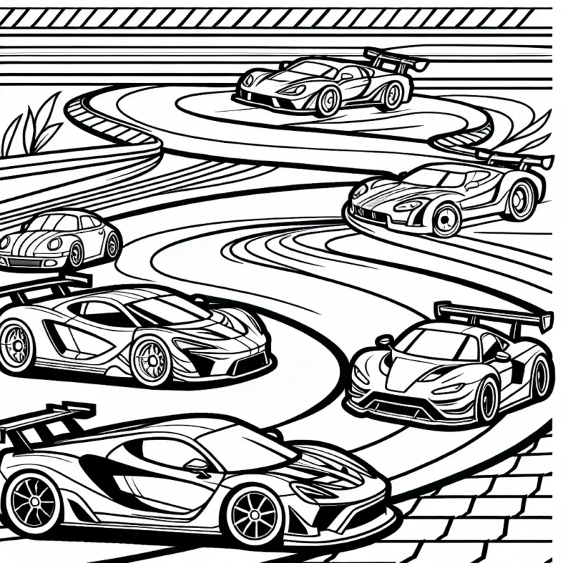 Un circuit de course dynamique avec différentes voitures de sport en action