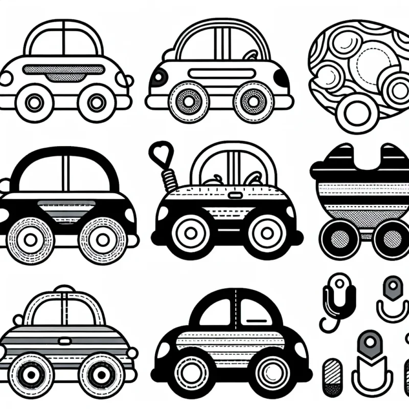 Dessinez une collection de voitures par marque, mettant en évidence les caractéristiques uniques de chacune.