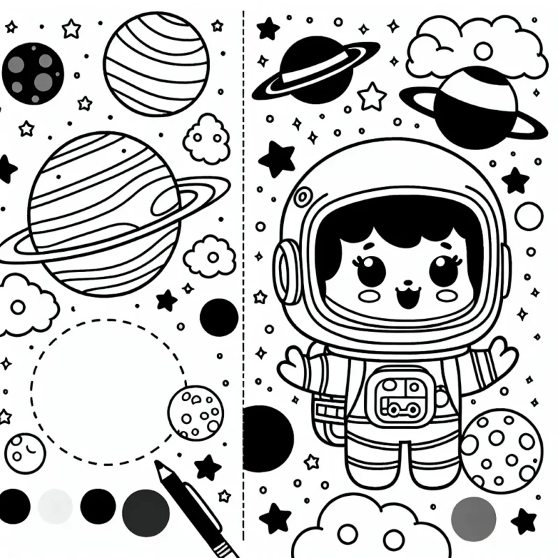 Un petit astronaute qui explore de nouvelles planètes
