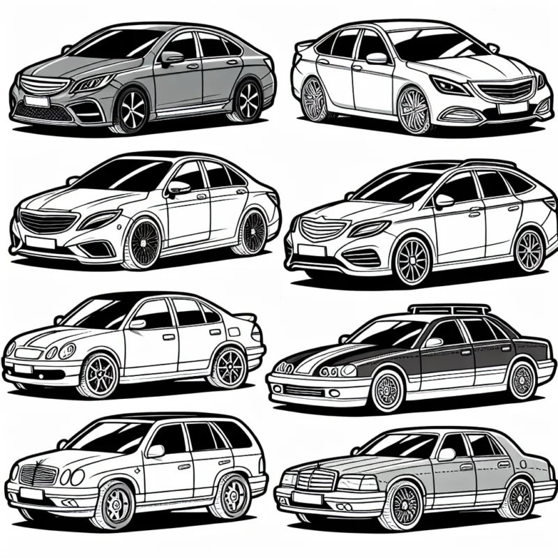 Dessine une variété de voitures classées par marques. Tu vas rencontrer des véhicules de BMW, Ferrari, Toyota, Volkswagen et Rolls Royce. N'oublie pas de leur donner des couleurs vives et attrayantes.