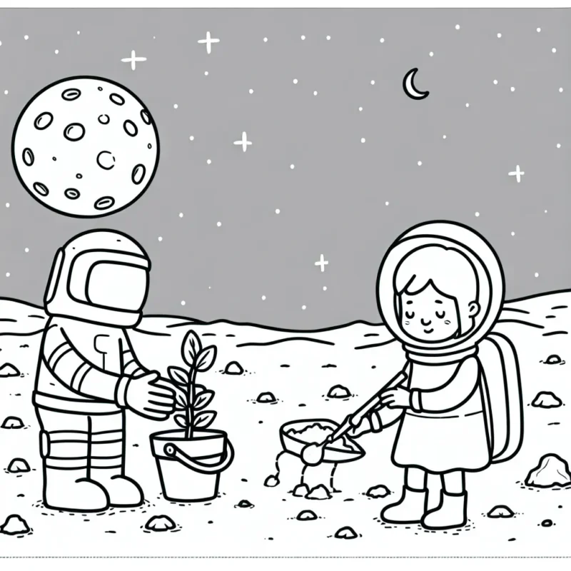 Un astronaute qui décide de planter un potager sur la lune