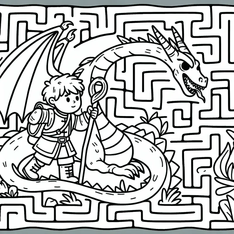 Le petit explorateur bravant les dangers du labyrinthe de dragons