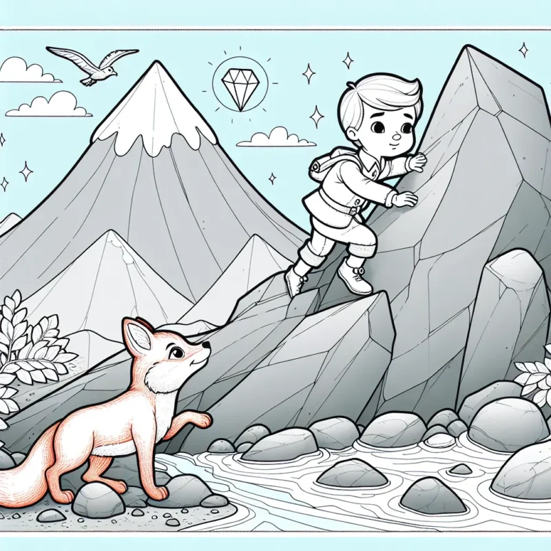 Un petit garçon courageux essaie d'escalader une montagne rocheuse pour atteindre un joyau lumineux situé au sommet. Aidé d’un renard fidèle et astucieux, il fait face à des obstacles tels que des rivières à traverser, des rochers à escalader et des oiseaux de proie à éviter.