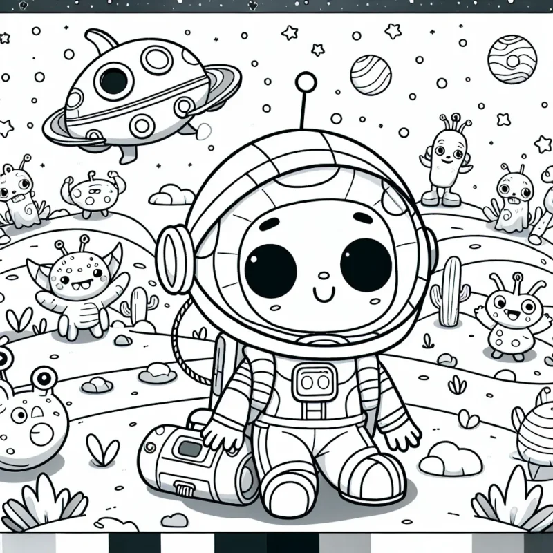 Un petit astronaute explore une nouvelle planète peuplée de drôles de créatures extraterrestres. Il doit également réparer son vaisseau spatial avec les outils de son sac à dos.