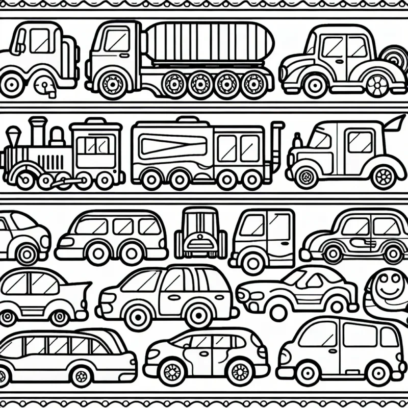 Un défilé de voitures de diverses marques s'étend devant tes yeux, chacune avec ses caractéristiques uniques. Peux-tu les reconnaître et les colorier selon leurs couleurs emblématiques?