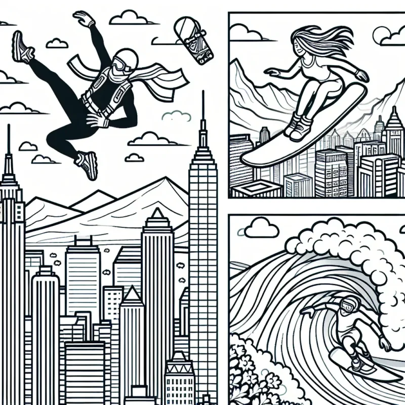 Un freerunner bondissant entre les toits d'une ville animée, une snowboardeuse plongeant dans une pente abrupte, un skydiver planant dans le ciel radieux, un surfeur chevauchant une vague gigantesque.