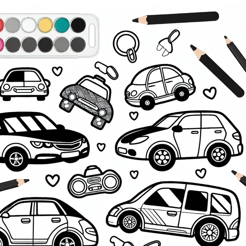 Coloriez les différentes voitures par marque.