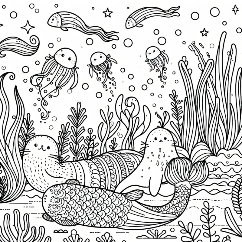 Imagine et colore un monde fantastique sous-marin peuplé de créatures marines magiques.