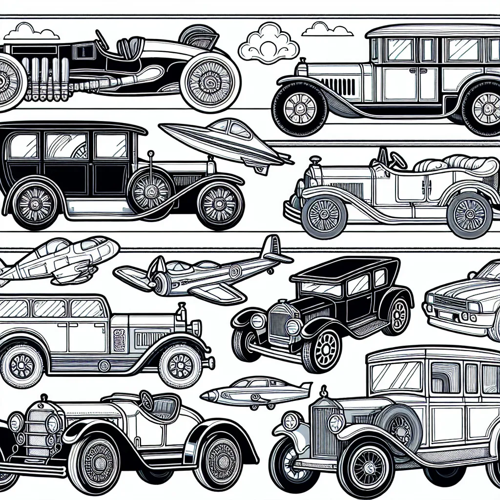 Une grande aventure automobile t'attend! Il y a une grande variété de voitures dans ce coloriage, des voitures de course rapides, des camions robustes et d'anciennes voitures classiques aux élégantes voitures de luxe. Laisse ta créativité courir sauvage en ajoutant de la couleur à ces voitures incroyables. Choisis tes couleurs préférées et donne vie à ces véhicules!