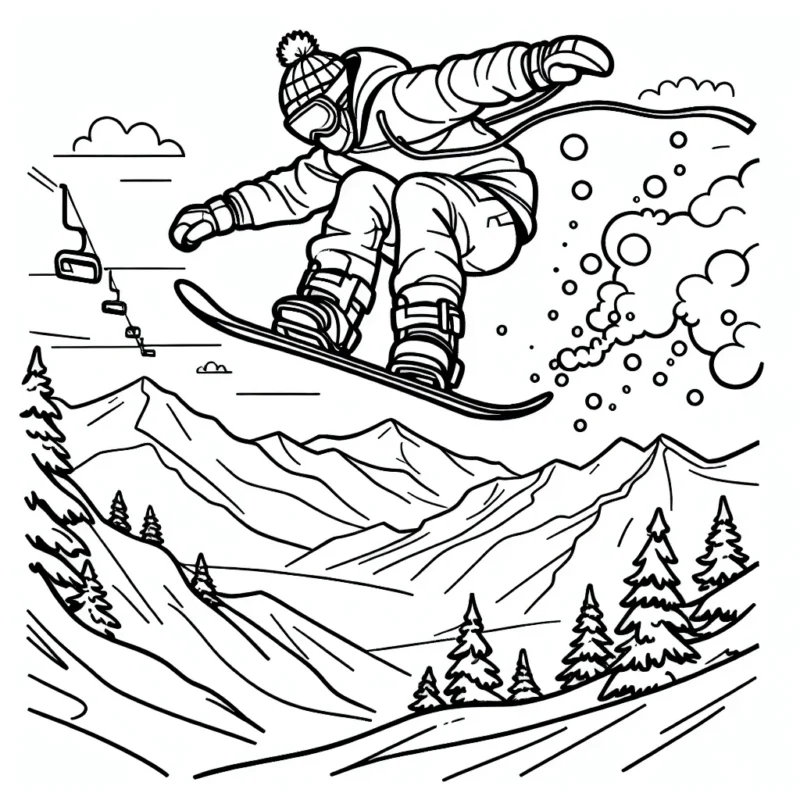 Un snowboarder professionnel réalise un saut audacieux par-dessus une montagne enneigée.