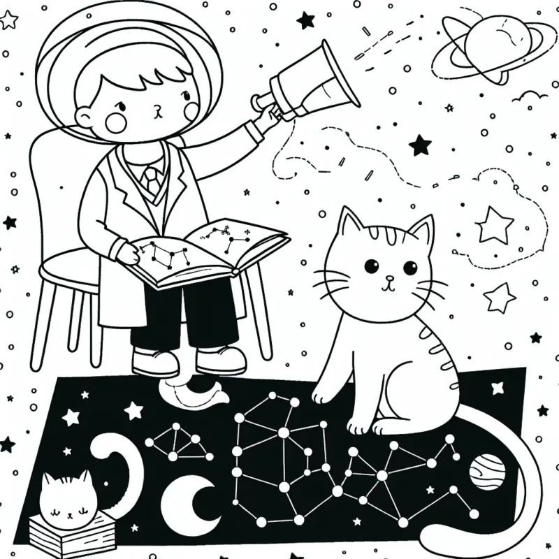 Un astrophysicien chat étudiant les constellations