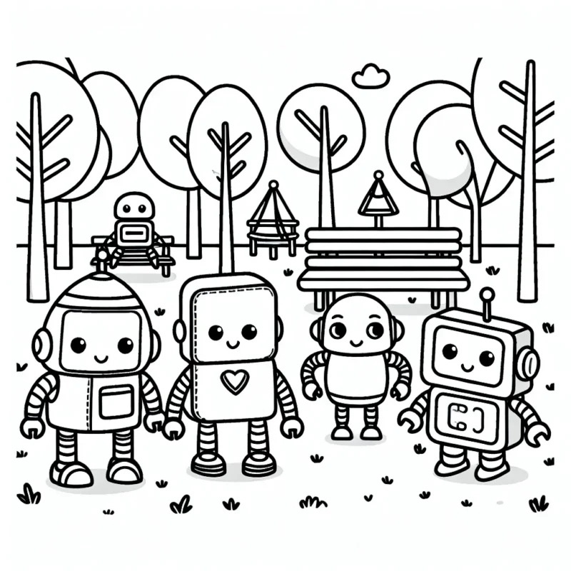 Dans le parc avec mes Amis les Robots