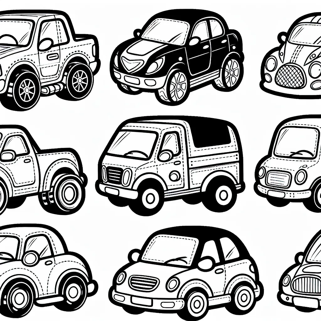 Dessine et colorie des voitures de différentes marques