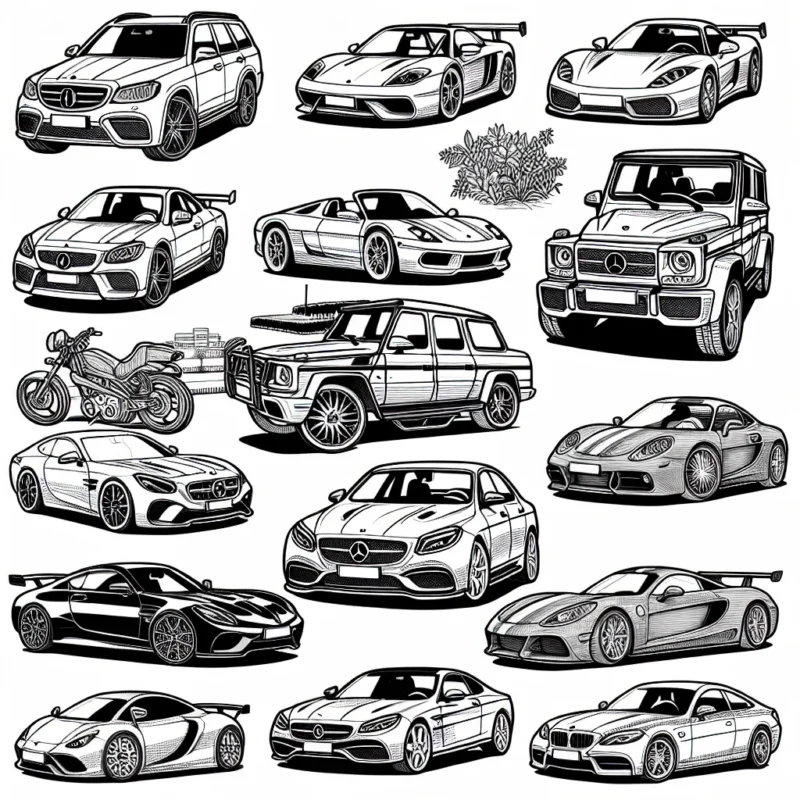 Voici des voitures par marque pour exprimer ta créativité. Chaque voiture a son propre détail unique. Il y a des voitures de sport, des voitures de luxe, des SUV et même des voitures vintage. Chaque dessin représente une marque de voiture différente. Mets en couleur ces magnifiques voitures et laisse libre cours à tes talents d'artiste. Bon coloriage !