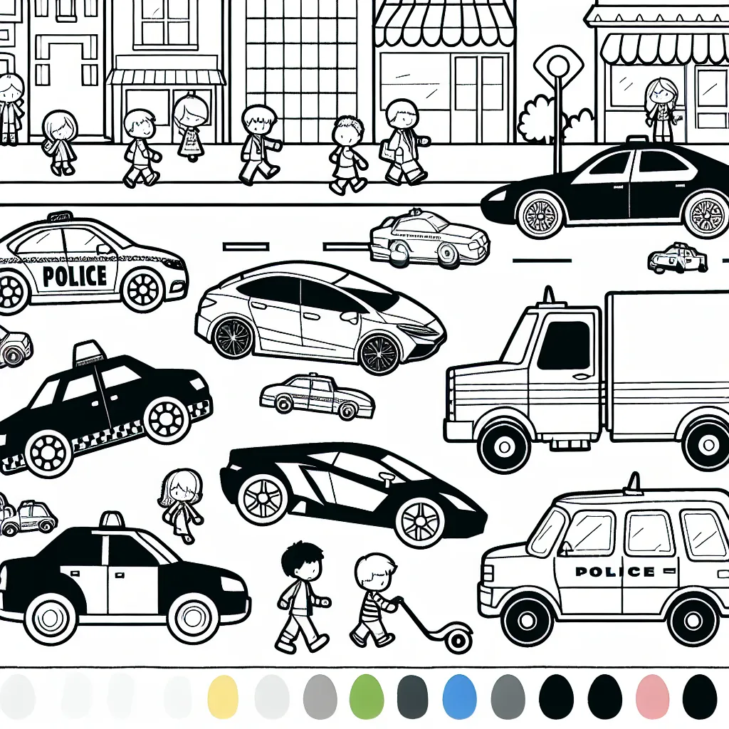 Dessine plusieurs types de voitures dans un environnement urbain animé. Assure-toi d'inclure des voitures de sport, des camions, des taxis et peut-être même une voiture de police! N'oublie pas d'ajouter des détails à ton dessin comme des gens, des magasins et même des feux de signalisation.